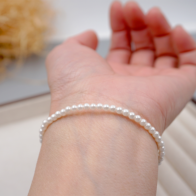 Wholesale Jewelry Simple Style Classic Style Round 304 Stainless Steel Imitation Pearl Titanium Steel Beaded Bracelets display picture 1