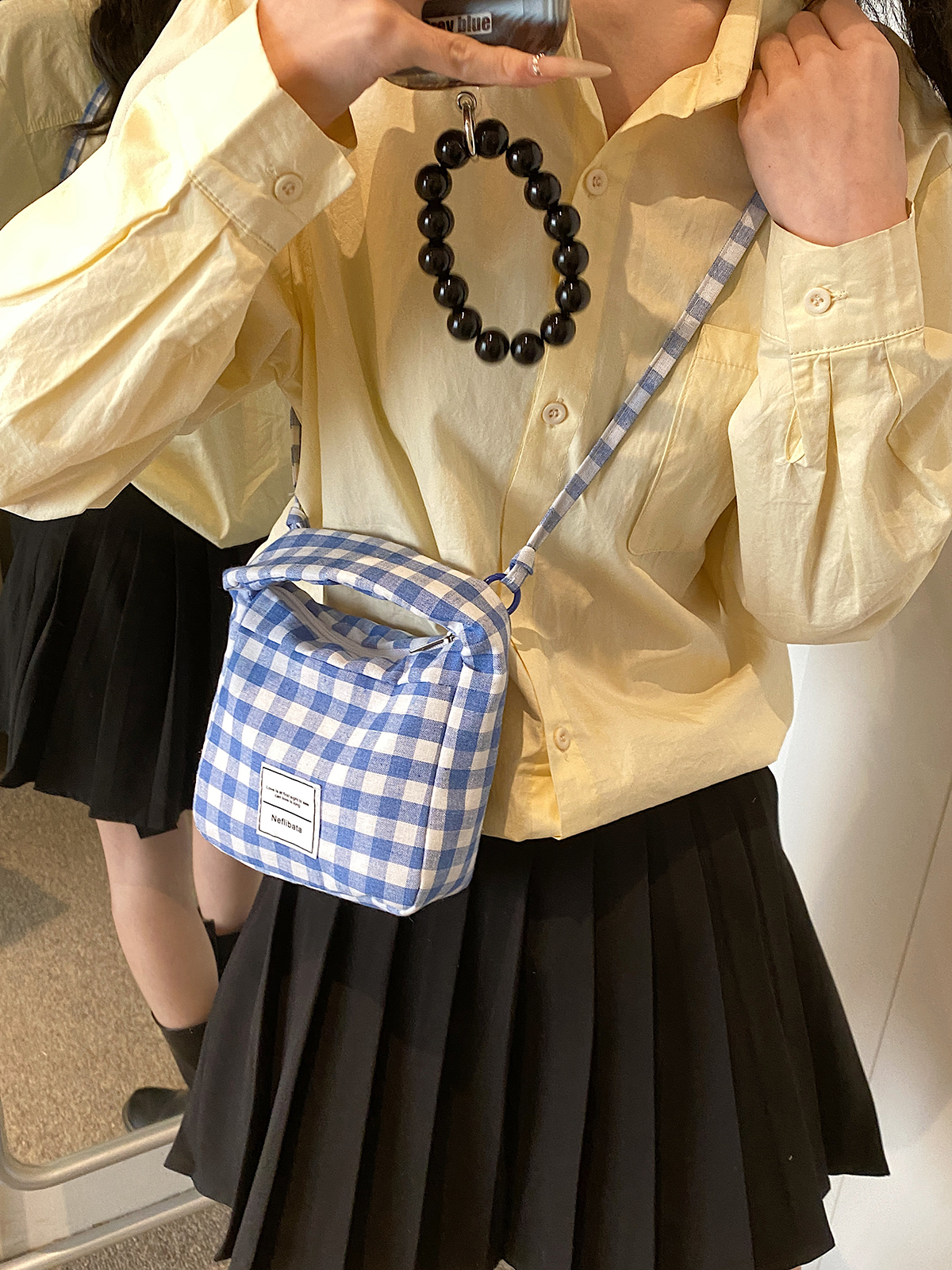 Women's Medium Oxford Cloth Plaid Cute Square Zipper Crossbody Bag display picture 5
