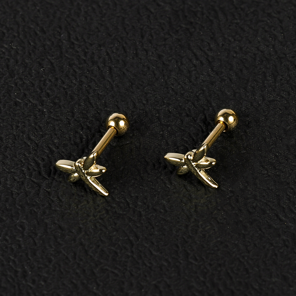1 Pair Simple Style Shiny Scissors Bee Dragonfly Polishing Inlay Copper Zircon 18K Gold Plated Ear Studs display picture 10