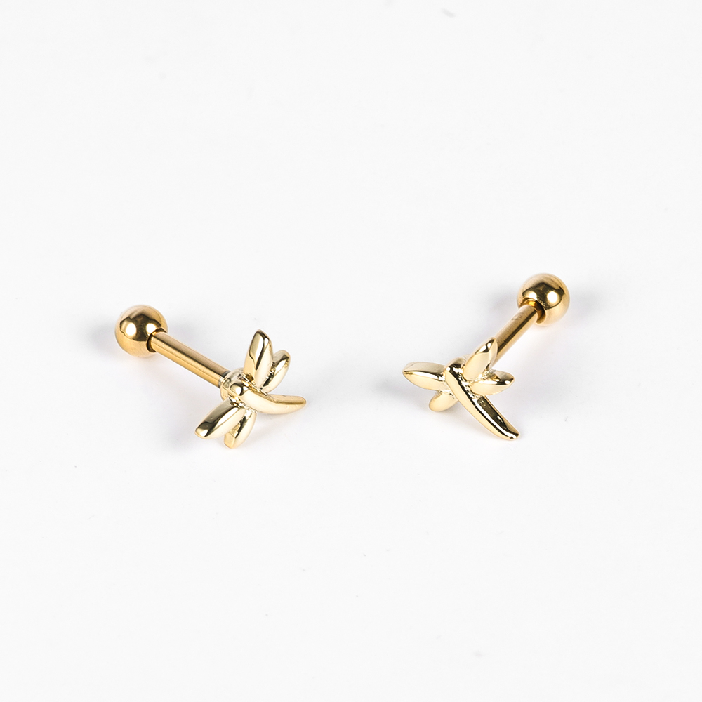 1 Pair Simple Style Shiny Scissors Bee Dragonfly Polishing Inlay Copper Zircon 18K Gold Plated Ear Studs display picture 12