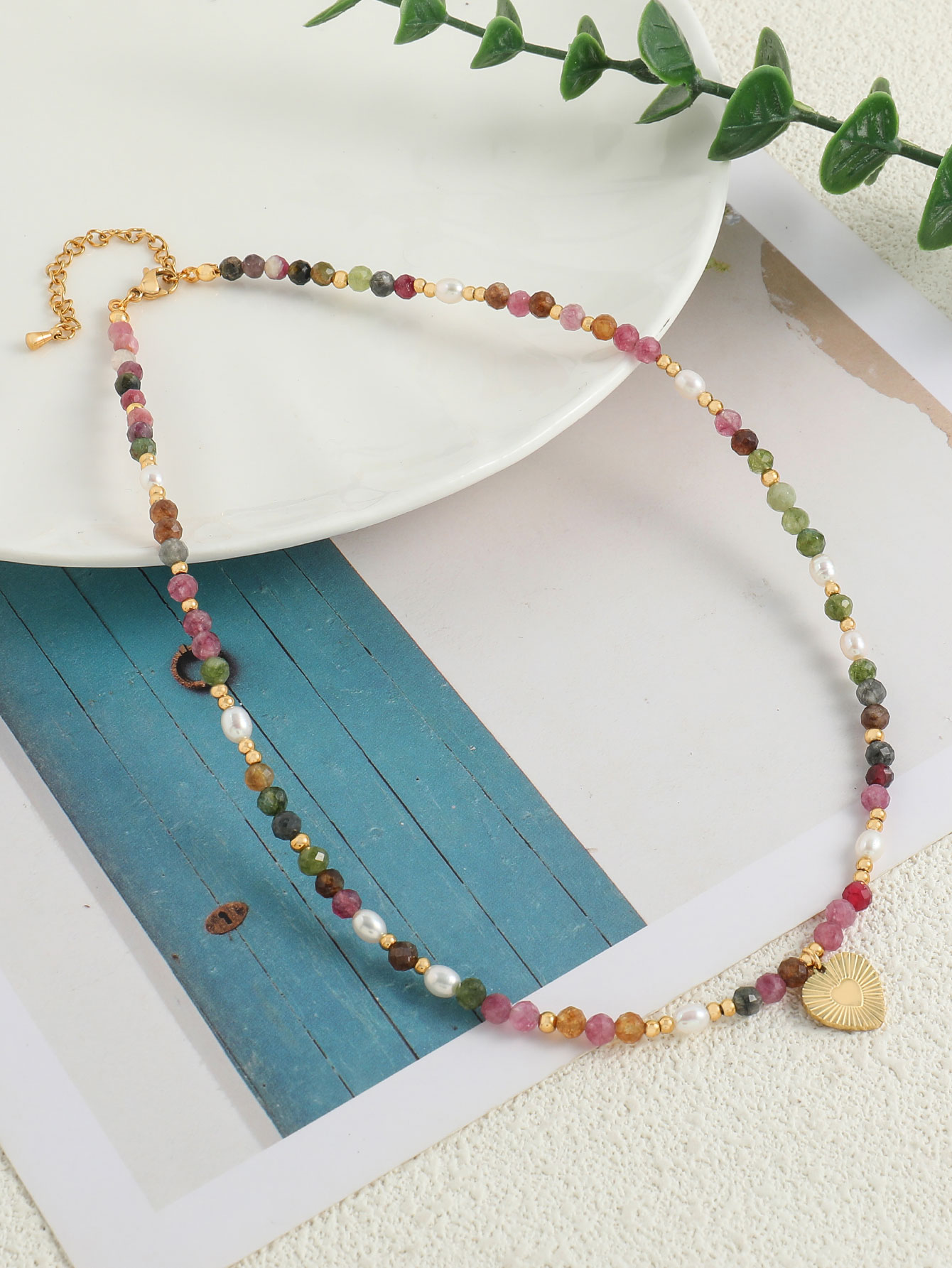 IG Style Modern Style Heart Shape Natural Stone Freshwater Pearl Beaded Women's Pendant Necklace display picture 3