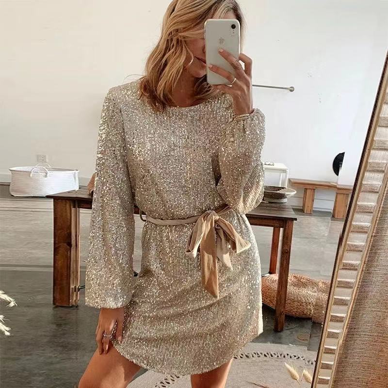 Women's Regular Dress Elegant Round Neck Long Sleeve Solid Color Above Knee Holiday Date Festival display picture 5