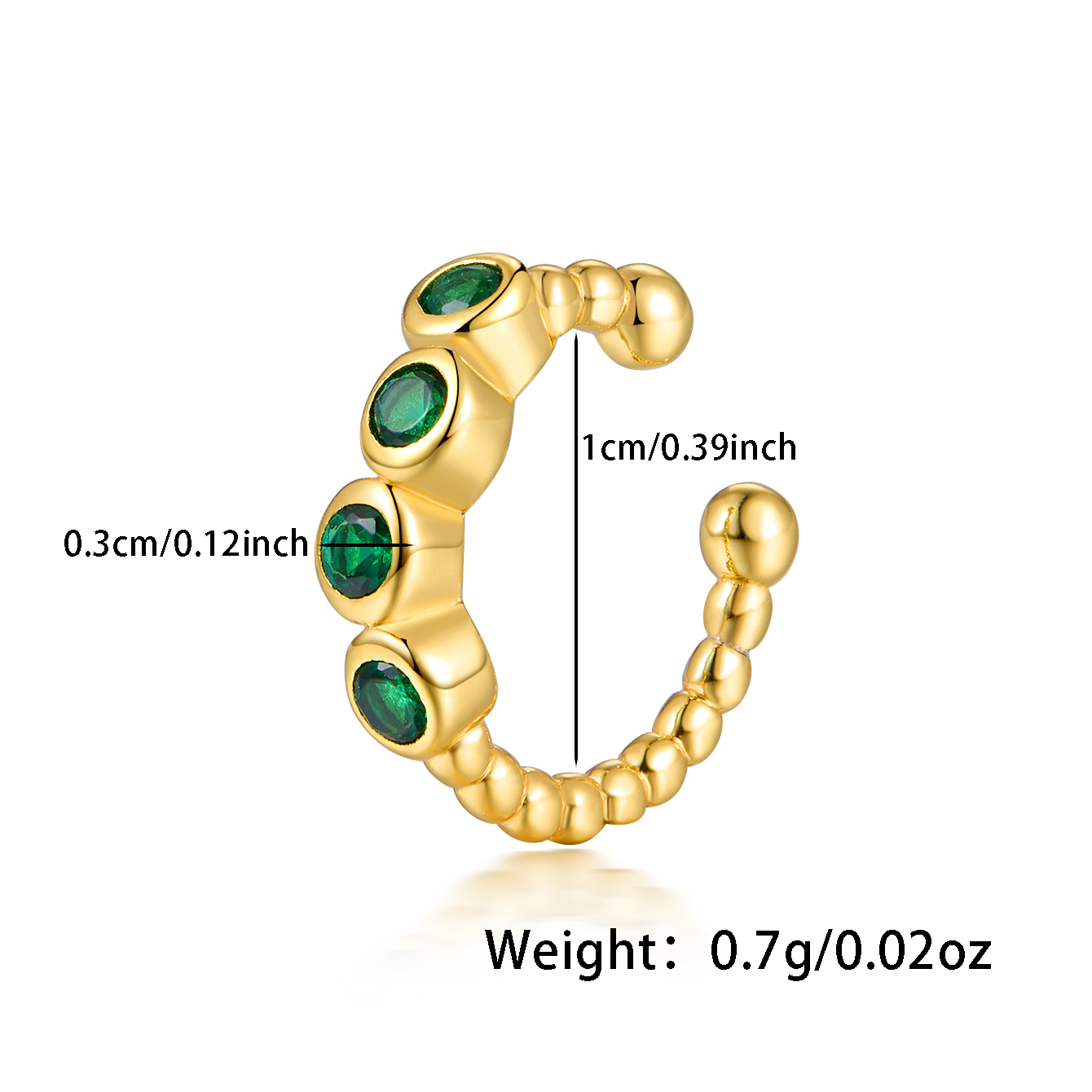 1 Piece Casual Hawaiian Tropical Semicircle Round Plating Inlay Sterling Silver Zircon White Gold Plated Gold Plated Ear Cuffs display picture 1