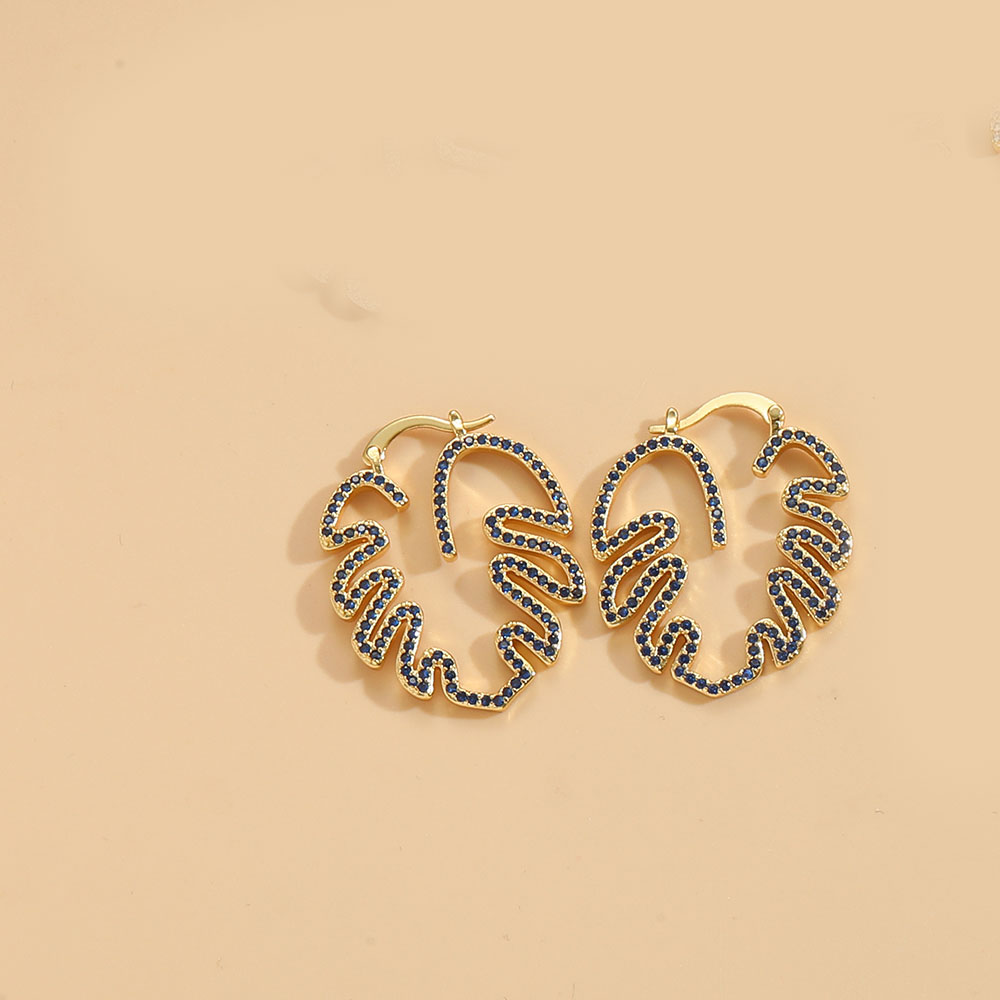 1 Pair Vintage Style Leaves Inlay Copper Zircon 14K Gold Plated Ear Studs display picture 4