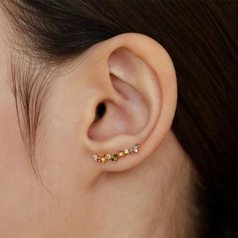 1 Pair Elegant Cute Romantic Geometric Inlay Sterling Silver Zircon White Gold Plated Gold Plated Ear Cuffs display picture 3