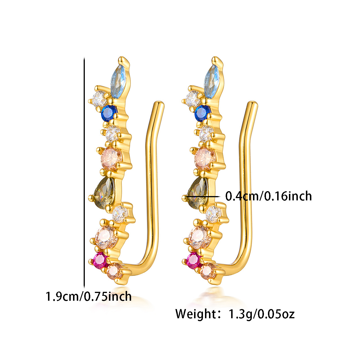 1 Pair Elegant Cute Romantic Geometric Inlay Sterling Silver Zircon White Gold Plated Gold Plated Ear Cuffs display picture 1