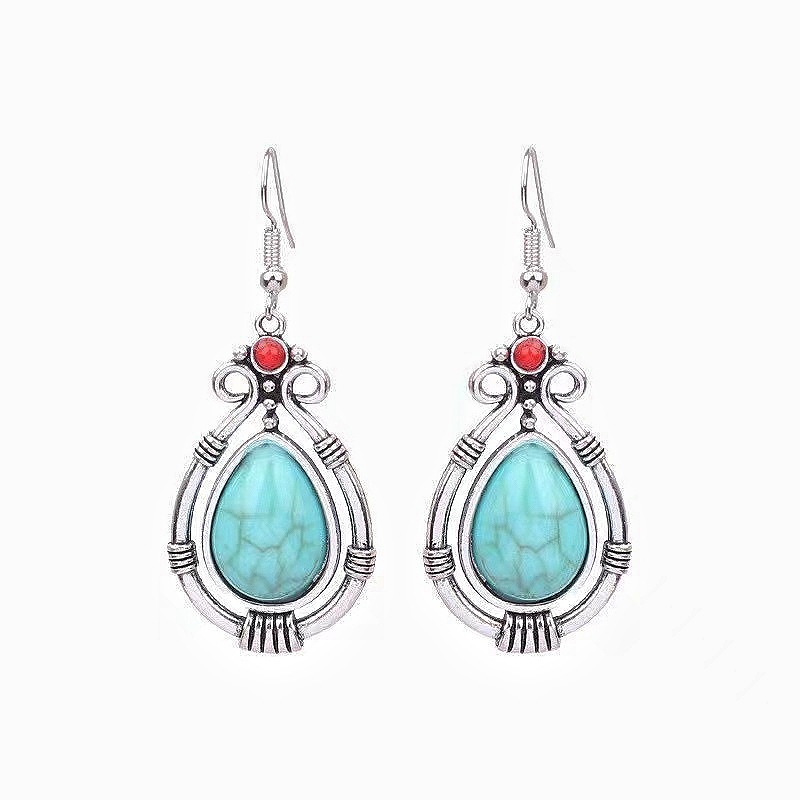 Simple Style Classic Style Water Droplets Alloy Inlay Turquoise Women's Earrings Necklace display picture 1