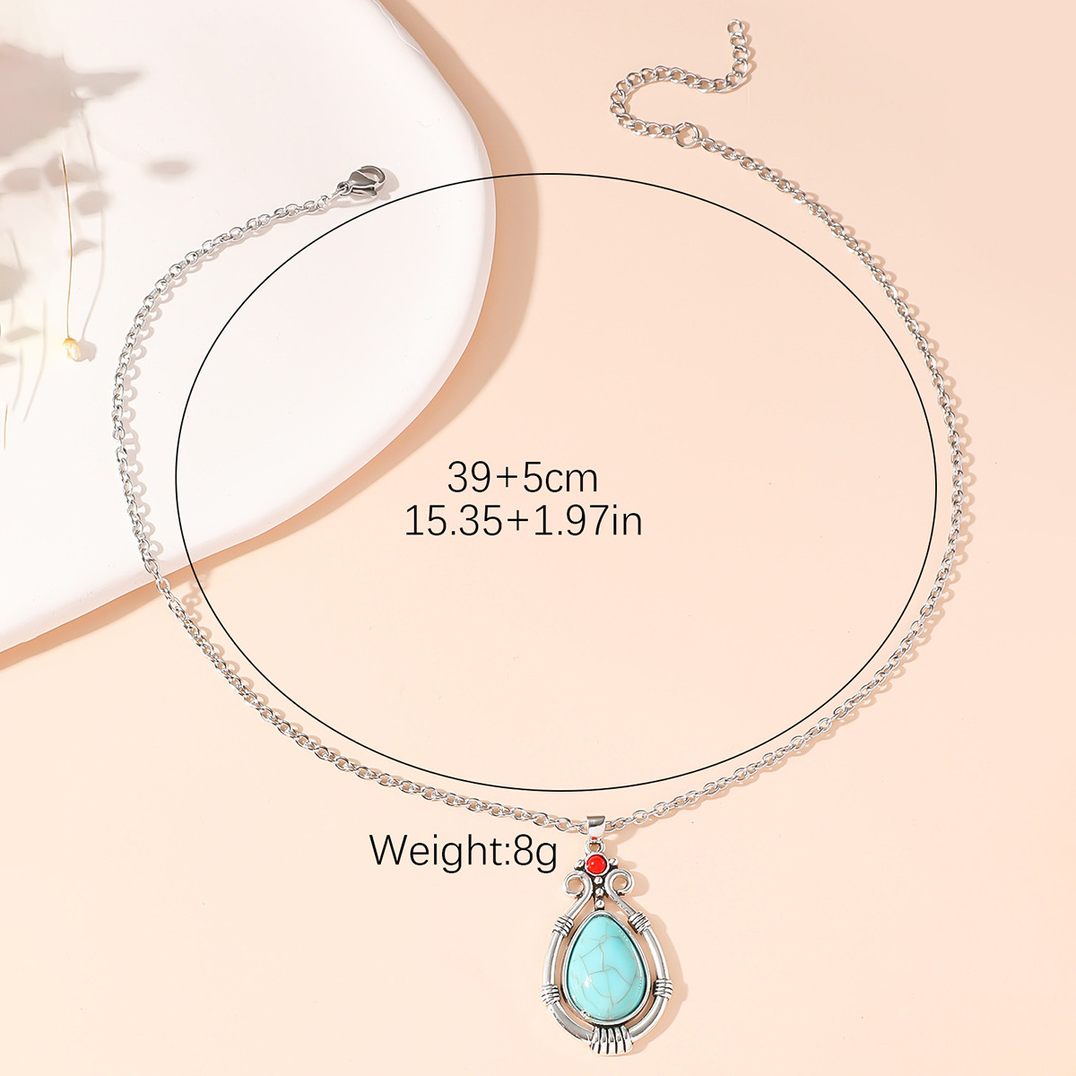 Simple Style Classic Style Water Droplets Alloy Inlay Turquoise Women's Earrings Necklace display picture 3
