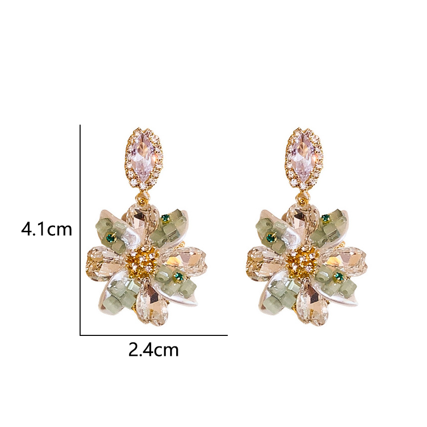 1 Par Estilo Simple Estilo Clásico Flor Embutido Aleación Diamantes De Imitación Pendientes De Gota display picture 1