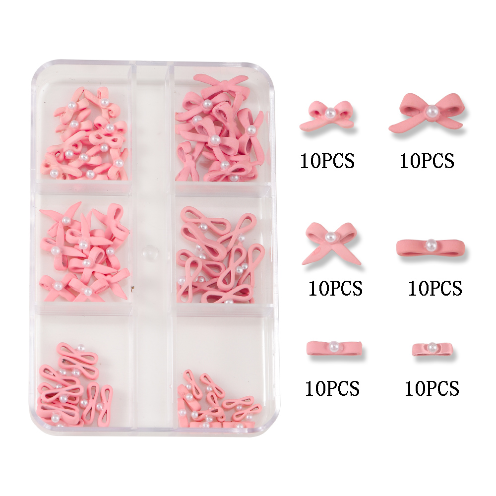 Cute Sweet Bow Knot Zinc Alloy Nail Decoration Accessories 60 Pieces Per Pack display picture 1