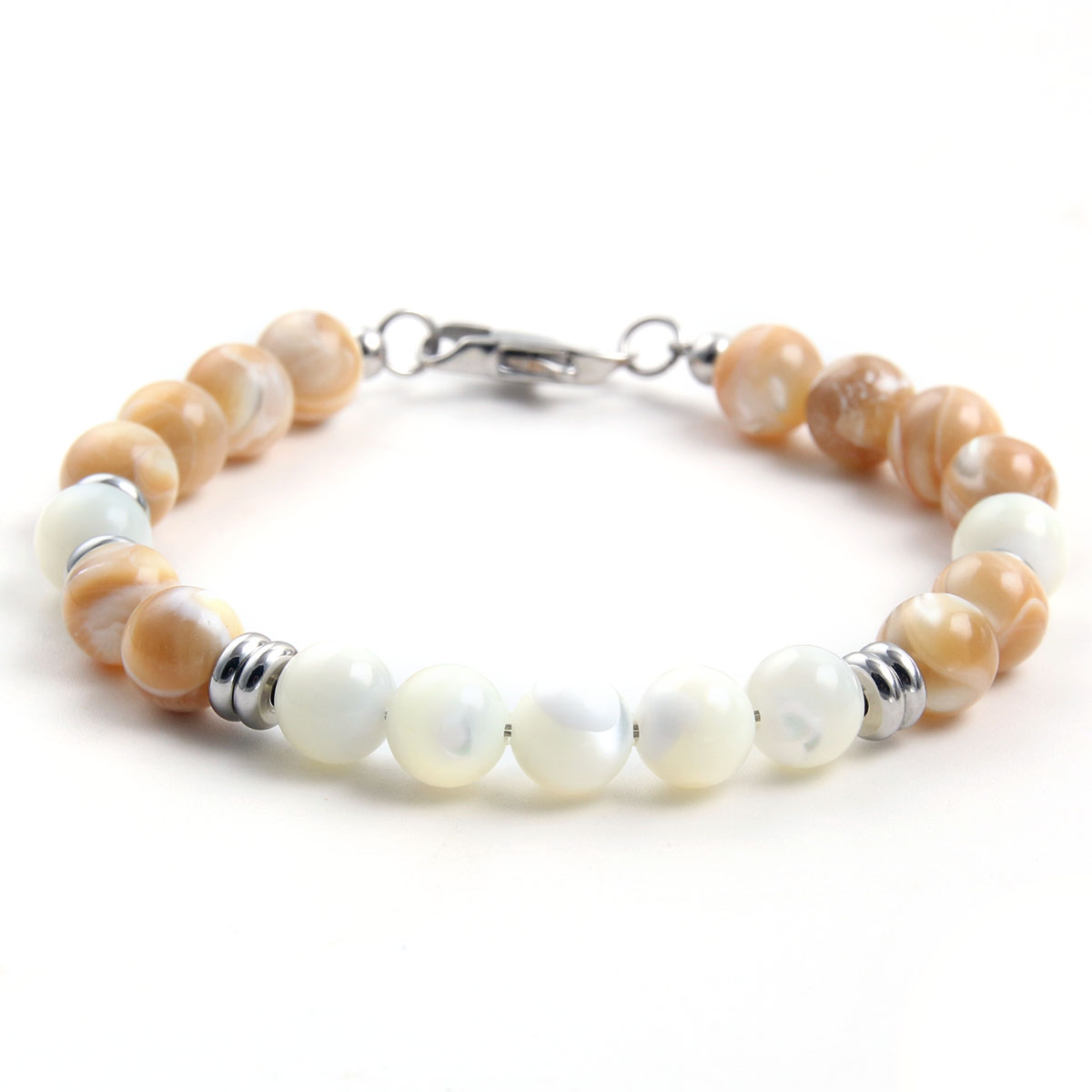 Basic Simple Style Color Block 304 Stainless Steel Natural Stone Beaded Buckle Chain Women's Bracelets display picture 1