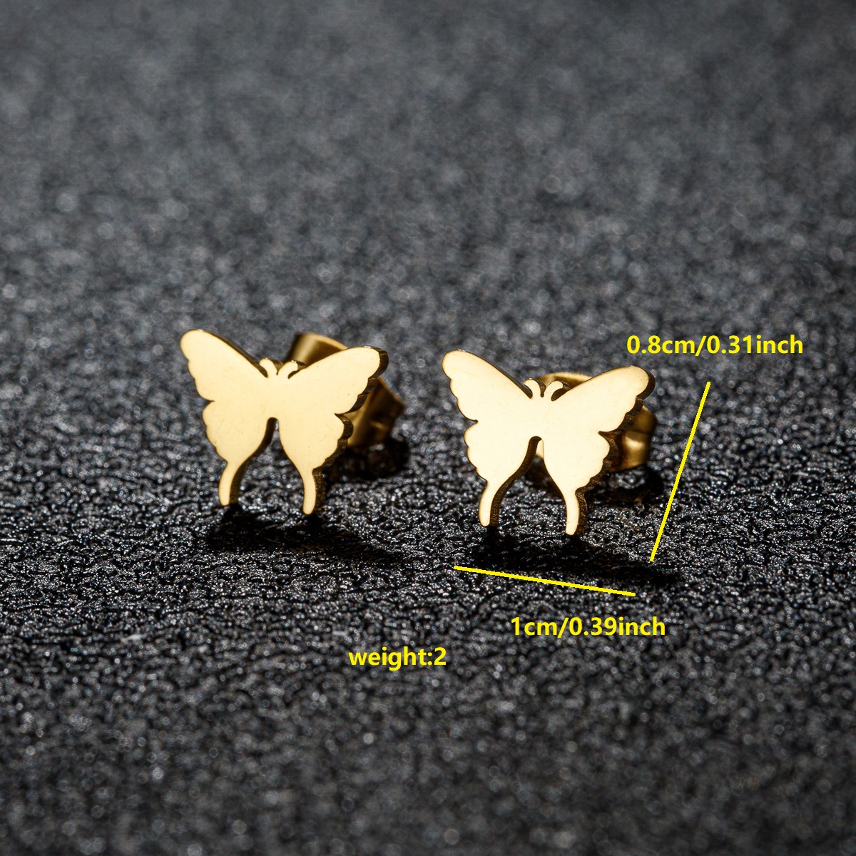 1 Pair Cute Japanese Style Cross Heart Shape Butterfly Hollow Out 304 Stainless Steel 18K Gold Plated Ear Studs display picture 4