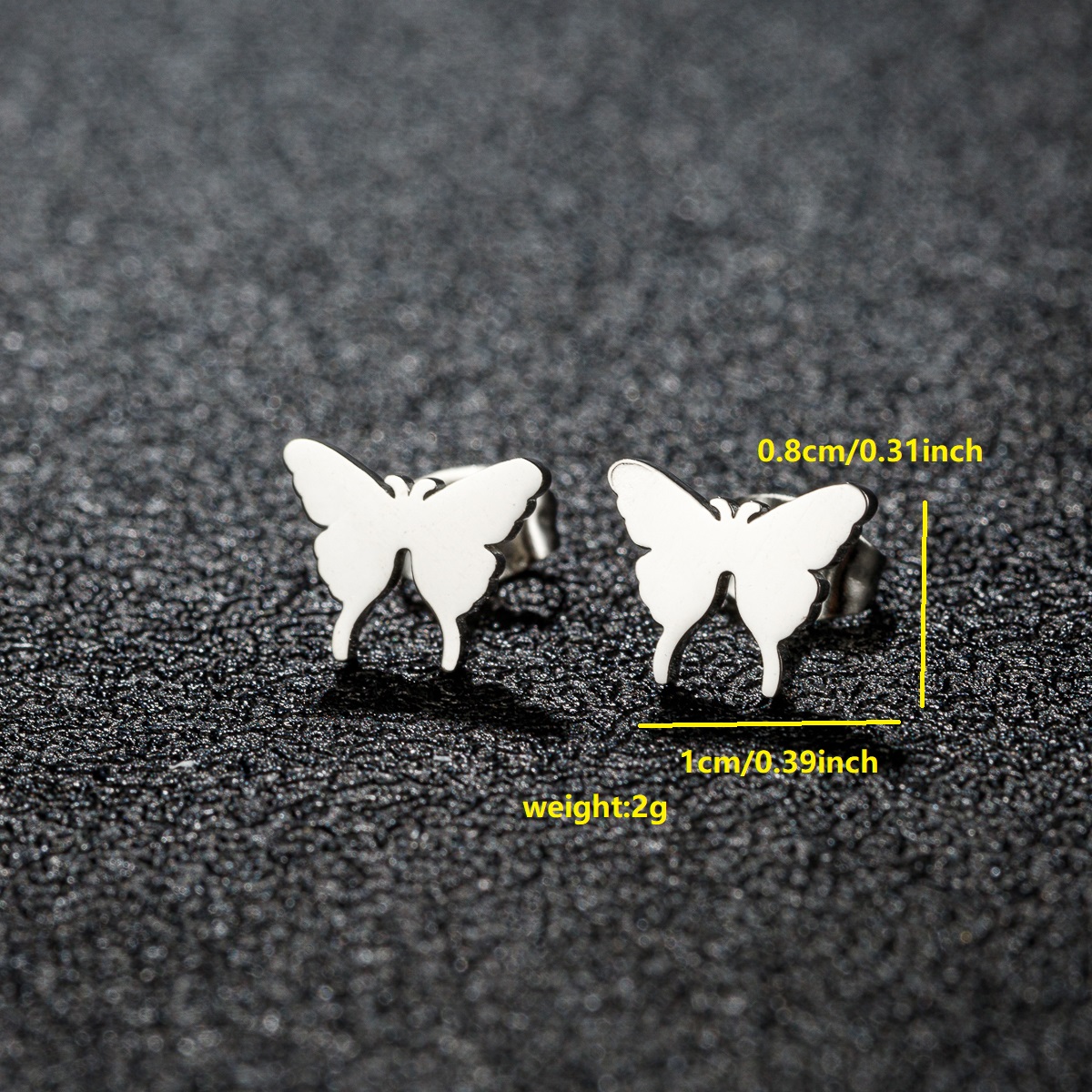 1 Pair Cute Japanese Style Cross Heart Shape Butterfly Hollow Out 304 Stainless Steel 18K Gold Plated Ear Studs display picture 3