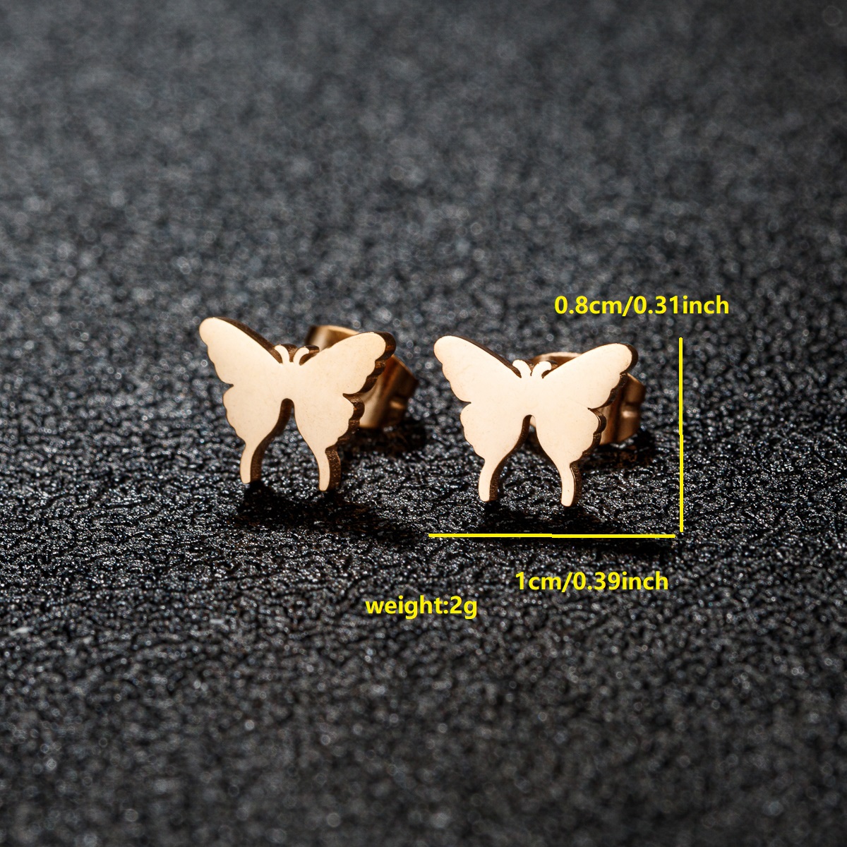 1 Pair Cute Japanese Style Cross Heart Shape Butterfly Hollow Out 304 Stainless Steel 18K Gold Plated Ear Studs display picture 2