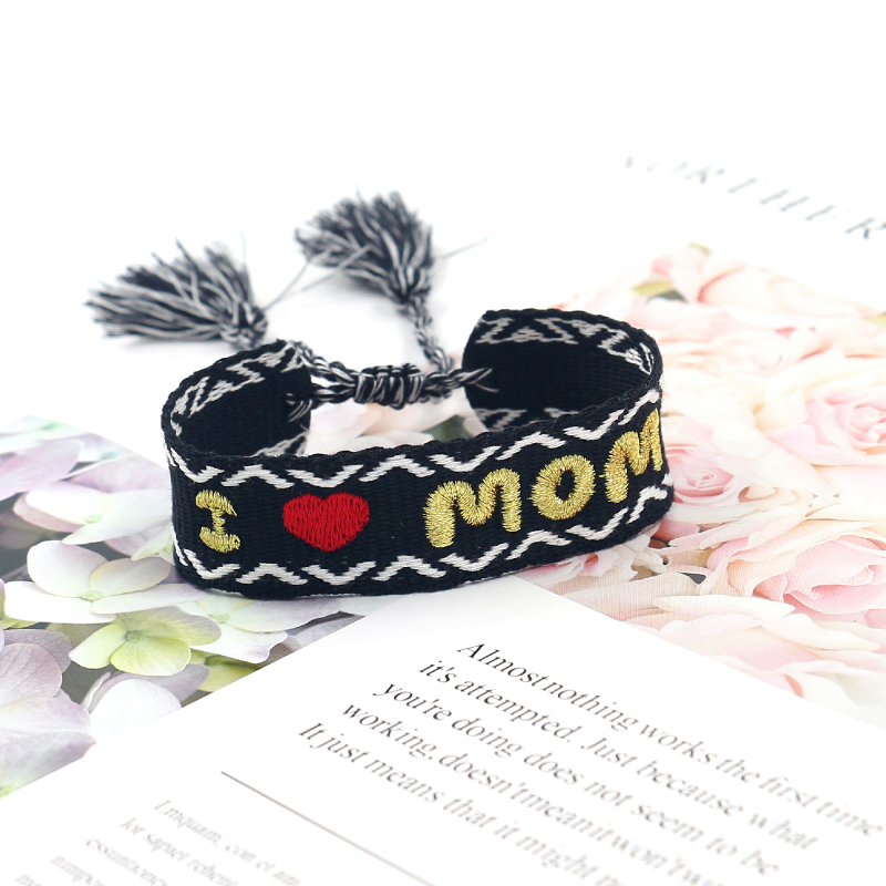 Casual MAMA Bohemian Letter Heart Shape Polyester Embroidery Knitting Tassel Mother'S Day Women's Bracelets display picture 8