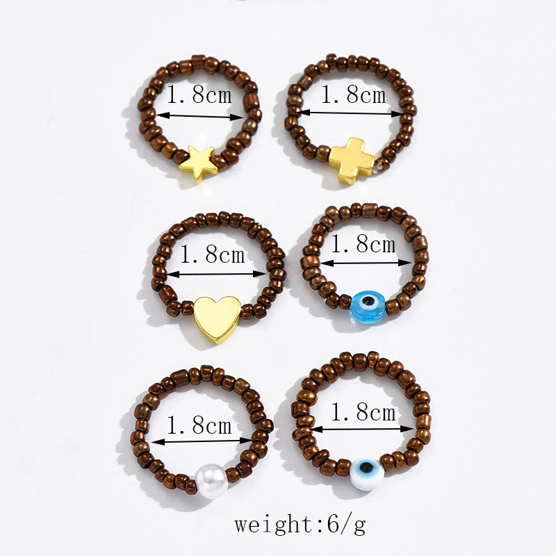 Wholesale Jewelry IG Style Simple Style Devil's Eye Star Heart Shape Beaded Rings display picture 2