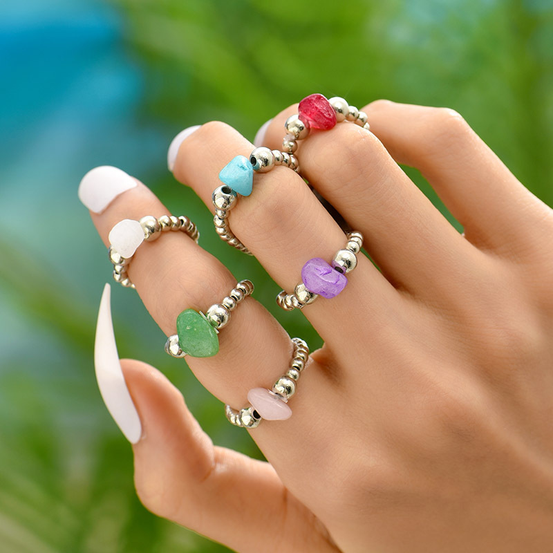 Wholesale Jewelry Simple Style Geometric Gem Beaded Rings display picture 1
