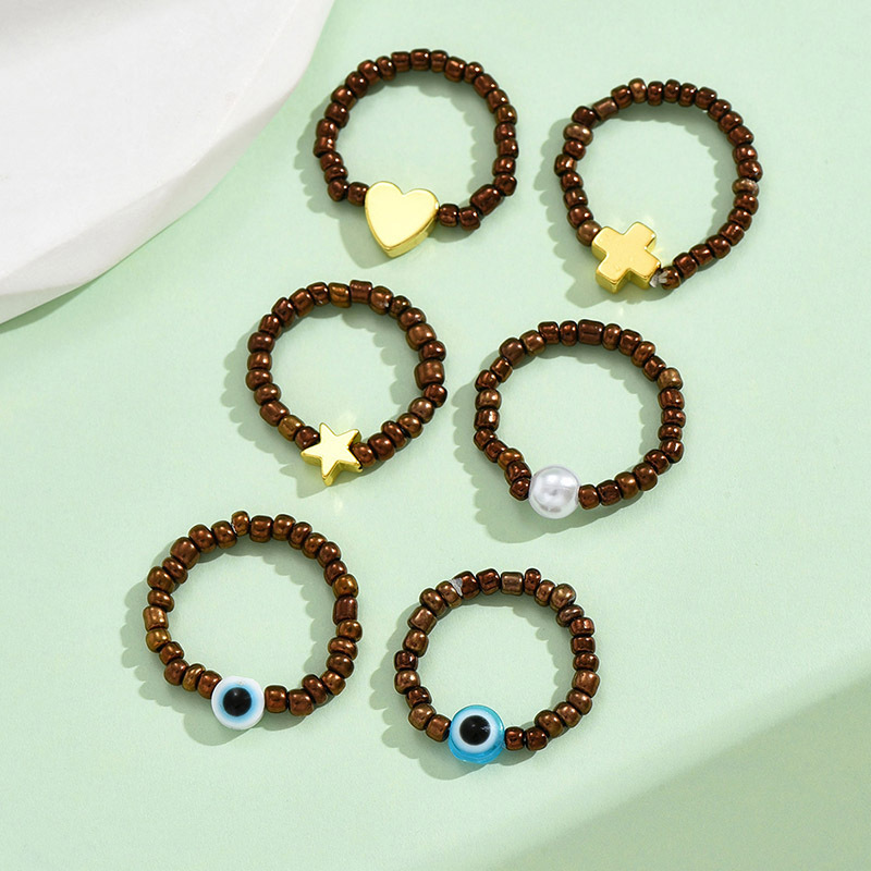 Wholesale Jewelry IG Style Simple Style Devil's Eye Star Heart Shape Beaded Rings display picture 5