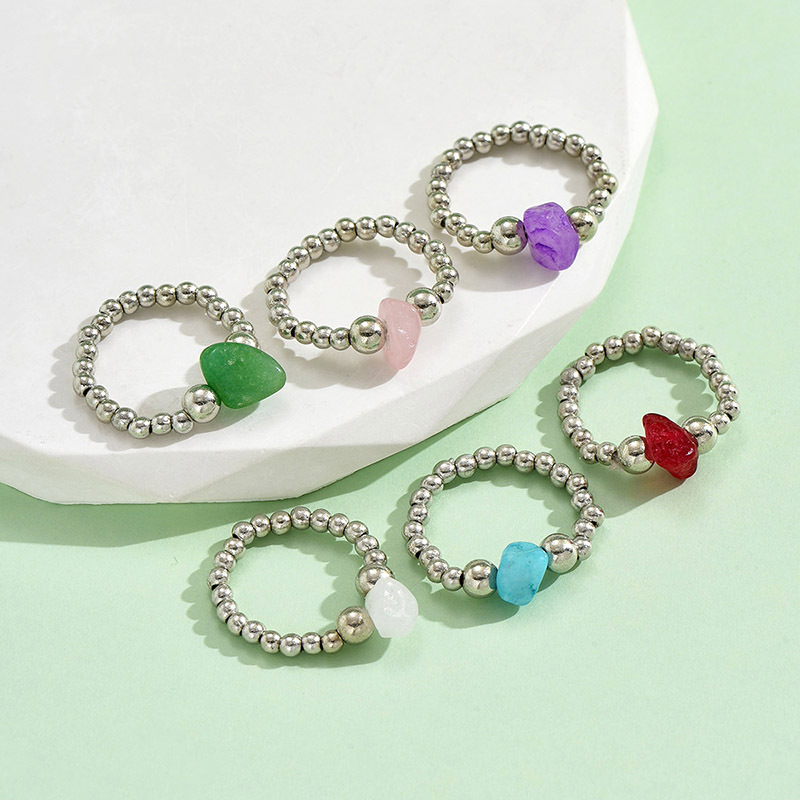 Wholesale Jewelry Simple Style Geometric Gem Beaded Rings display picture 4