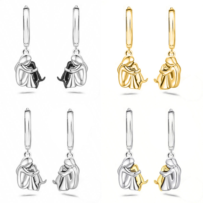 1 Pair Cute Simple Style Human Dog Alloy Drop Earrings display picture 7