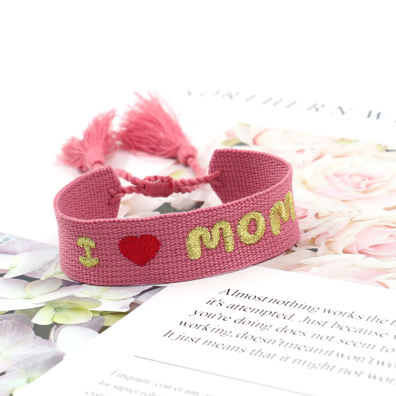 Casual MAMA Bohemian Letter Heart Shape Polyester Embroidery Knitting Tassel Mother'S Day Women's Bracelets display picture 9