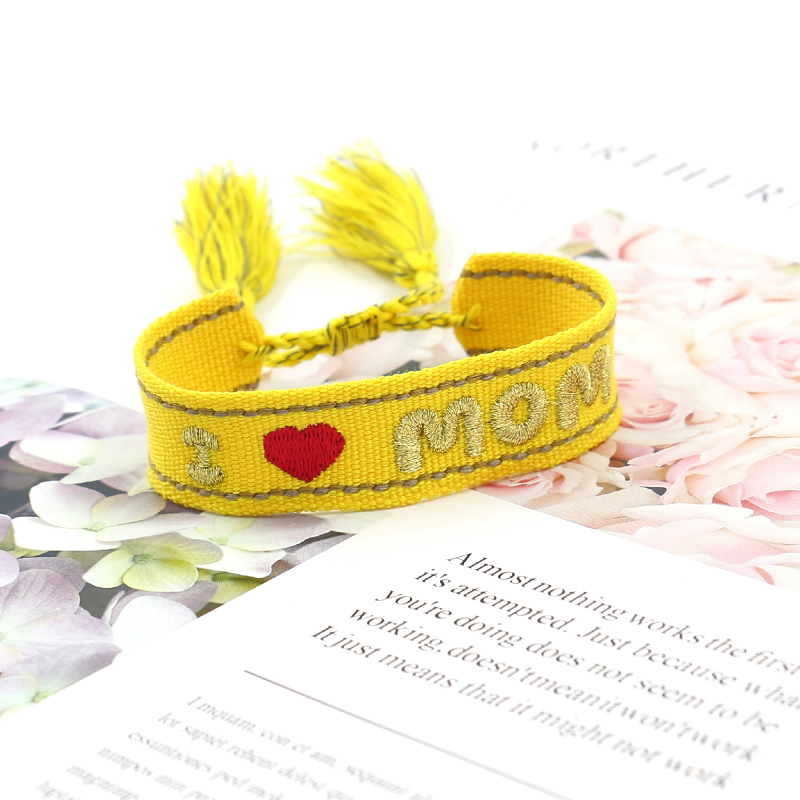 Casual MAMA Bohemian Letter Heart Shape Polyester Embroidery Knitting Tassel Mother'S Day Women's Bracelets display picture 13