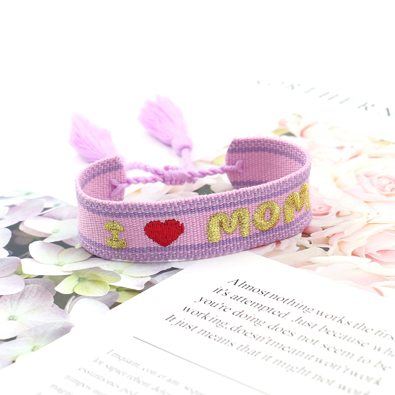 Casual MAMA Bohemian Letter Heart Shape Polyester Embroidery Knitting Tassel Mother'S Day Women's Bracelets display picture 15