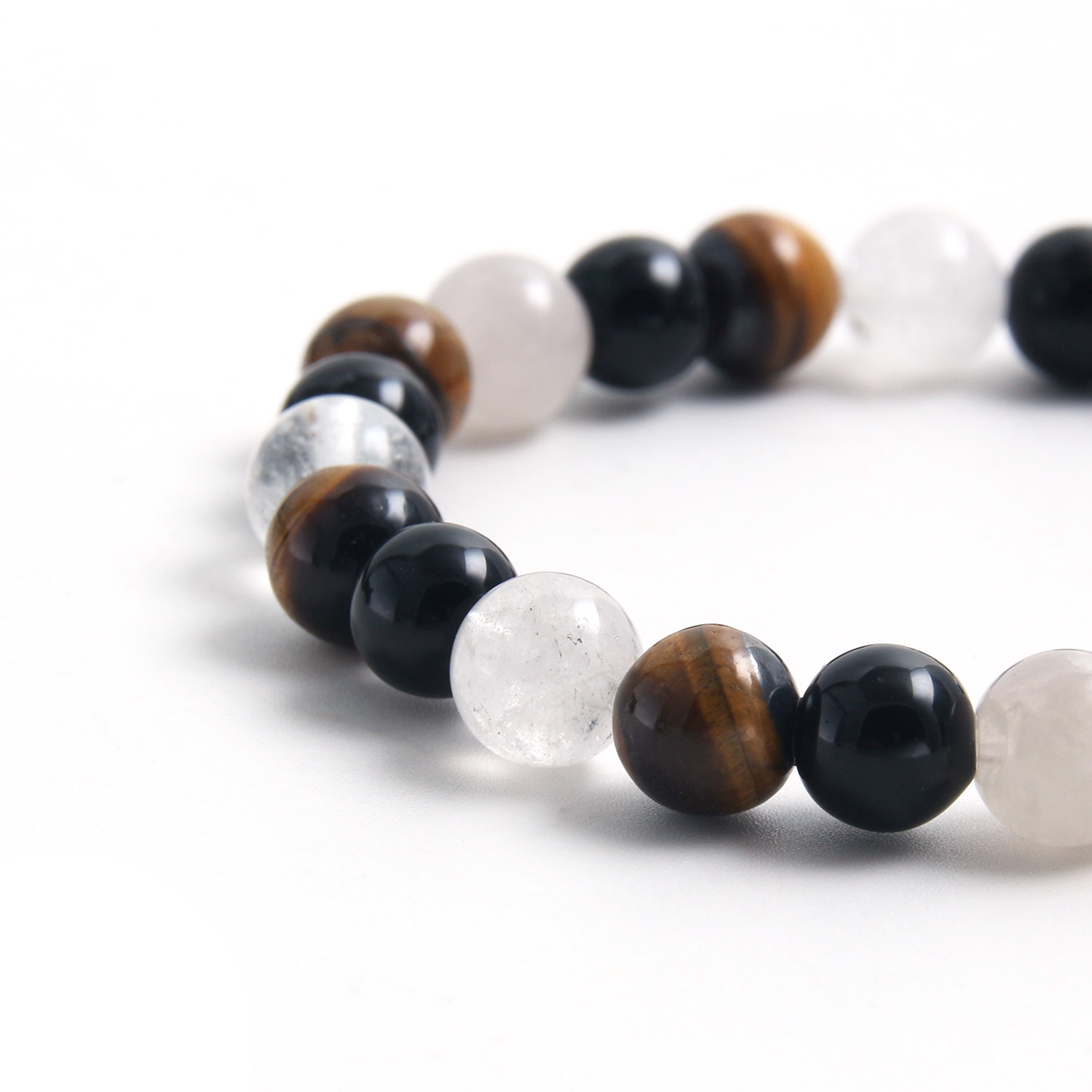 Simple Style Round Natural Stone Moonstone Beaded Unisex Bracelets display picture 3