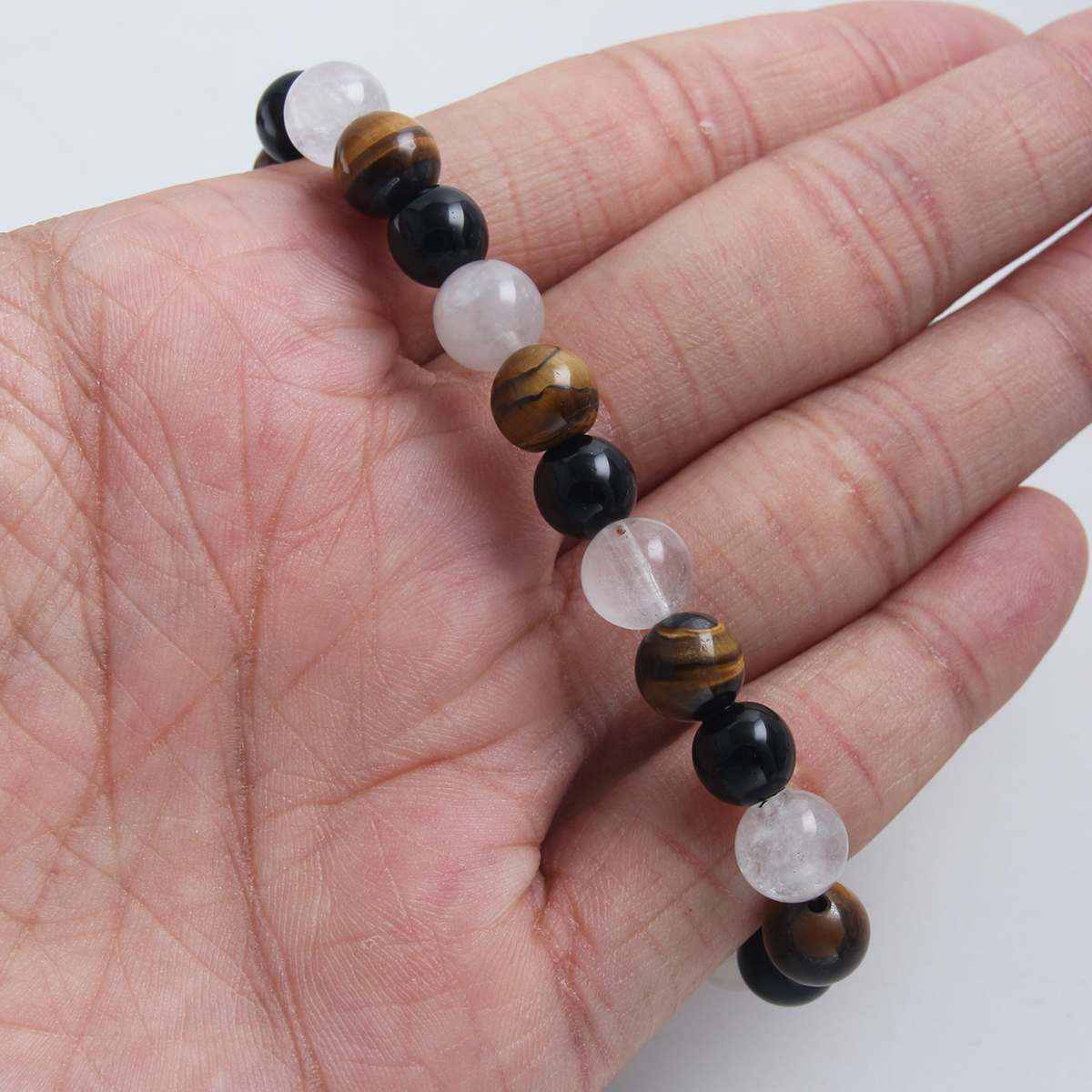 Simple Style Round Natural Stone Moonstone Beaded Unisex Bracelets display picture 2