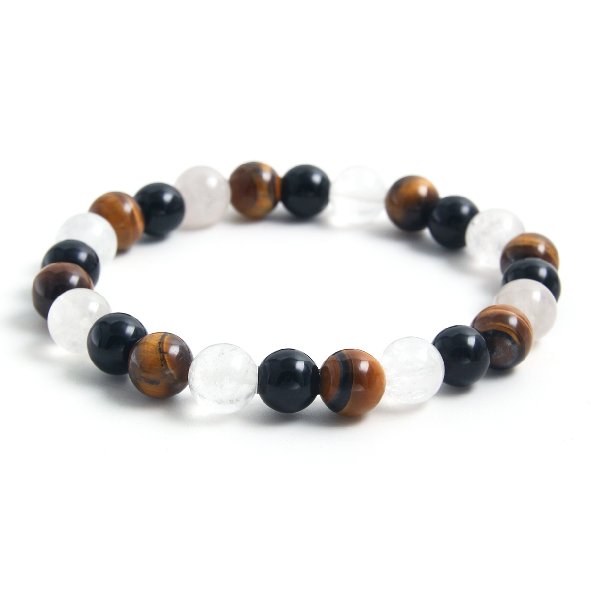 Simple Style Round Natural Stone Moonstone Beaded Unisex Bracelets display picture 1