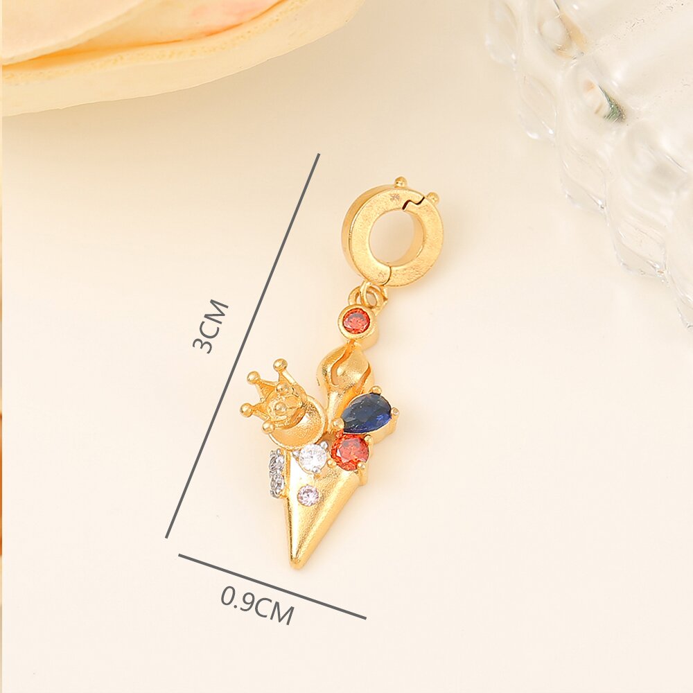 1 Piece 30 * 9mm Copper Zircon 18K Gold Plated Ice Cream Polished Pendant display picture 2