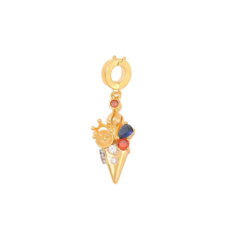 1 Piece 30 * 9mm Copper Zircon 18K Gold Plated Ice Cream Polished Pendant display picture 6