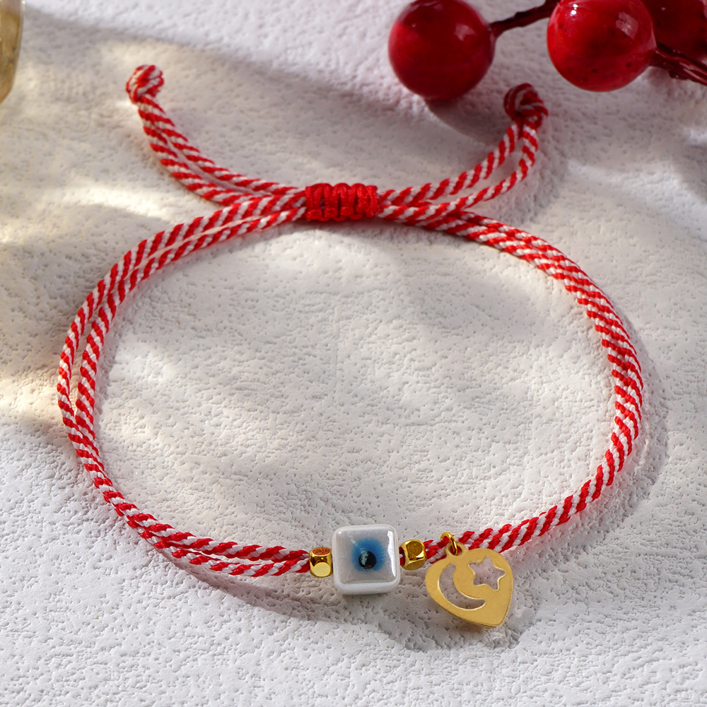 Simple Style Heart Shape Alloy Polyester Glass Handmade Women's Drawstring Bracelets display picture 7