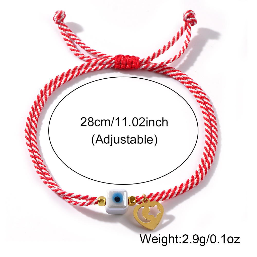 Simple Style Heart Shape Alloy Polyester Glass Handmade Women's Drawstring Bracelets display picture 8