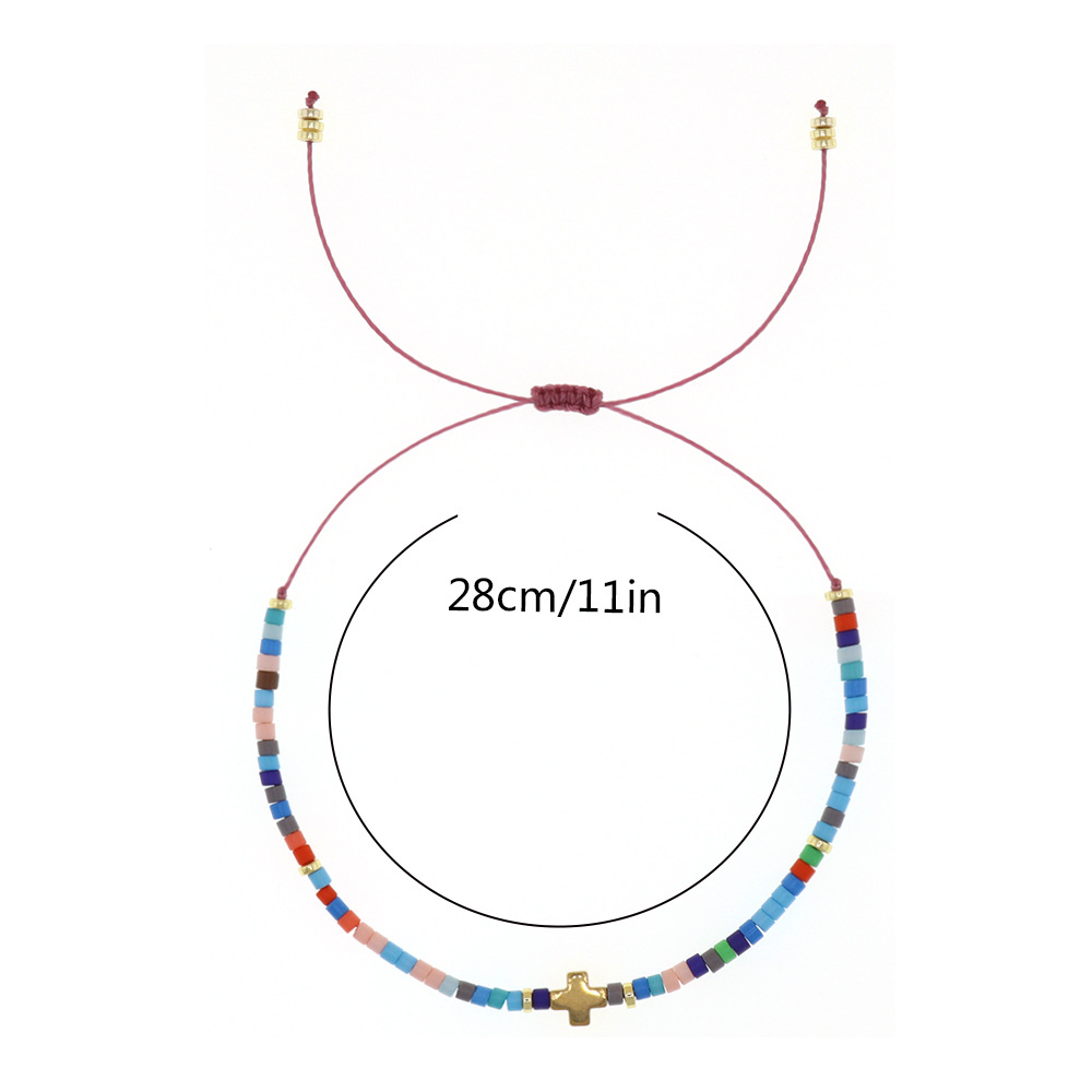 Estilo Simple Estilo Clásico Bloque De Color Poliéster Vidrio Cuenta De Semillas Con Cuentas Mujeres Pulsera display picture 3