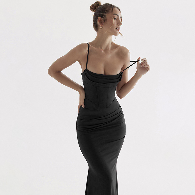 Women's Strap Dress Streetwear Strapless Backless Sleeveless Solid Color Maxi Long Dress Banquet display picture 11