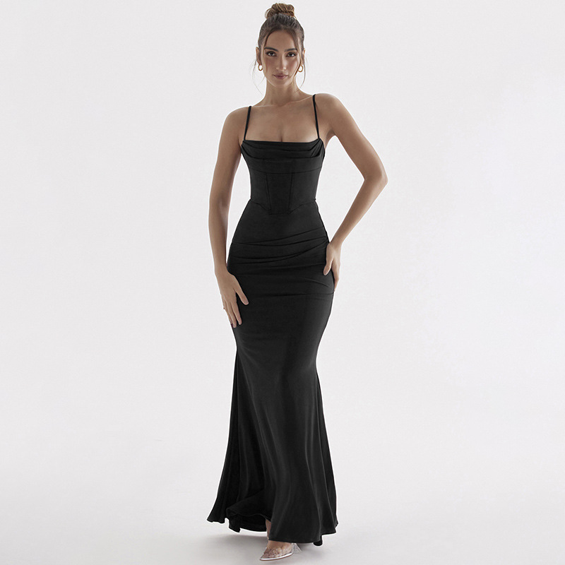 Women's Strap Dress Streetwear Strapless Backless Sleeveless Solid Color Maxi Long Dress Banquet display picture 12