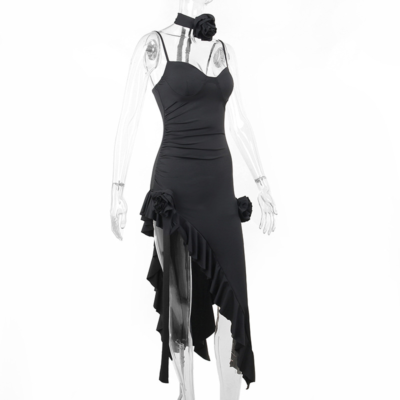 Women's Corset Dress Streetwear V Neck Ruffles Sleeveless Flower Above Knee Casual display picture 12