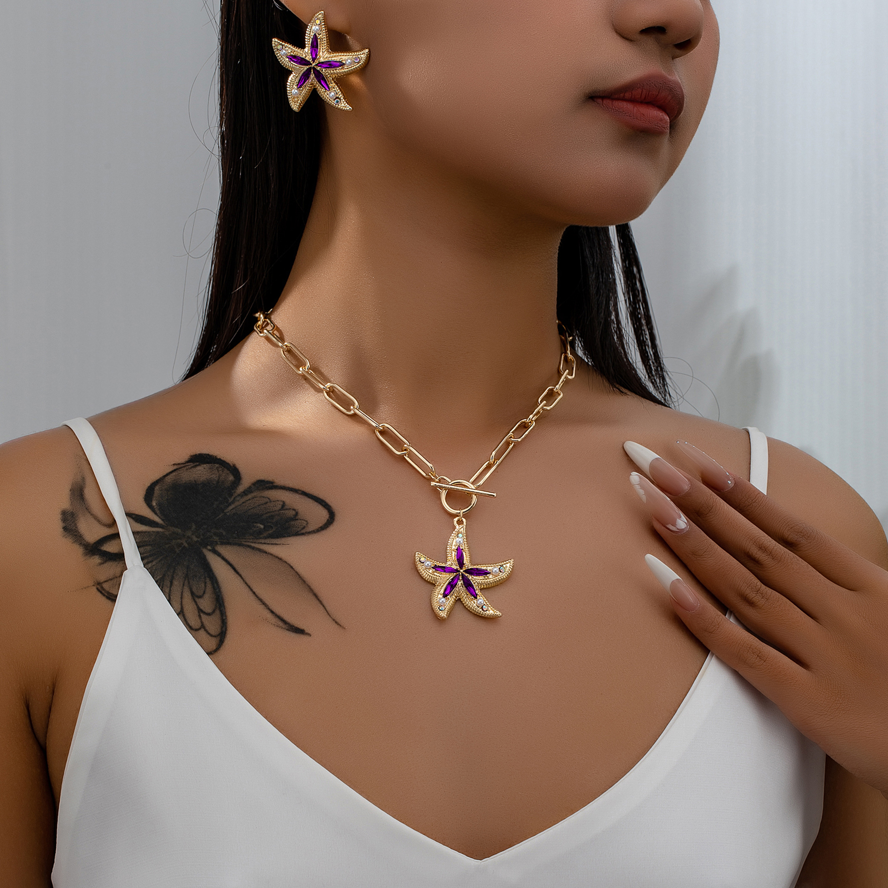 IG Style Modern Style Classic Style Starfish Arylic Alloy Plating Inlay Acrylic Women's Jewelry Set display picture 1