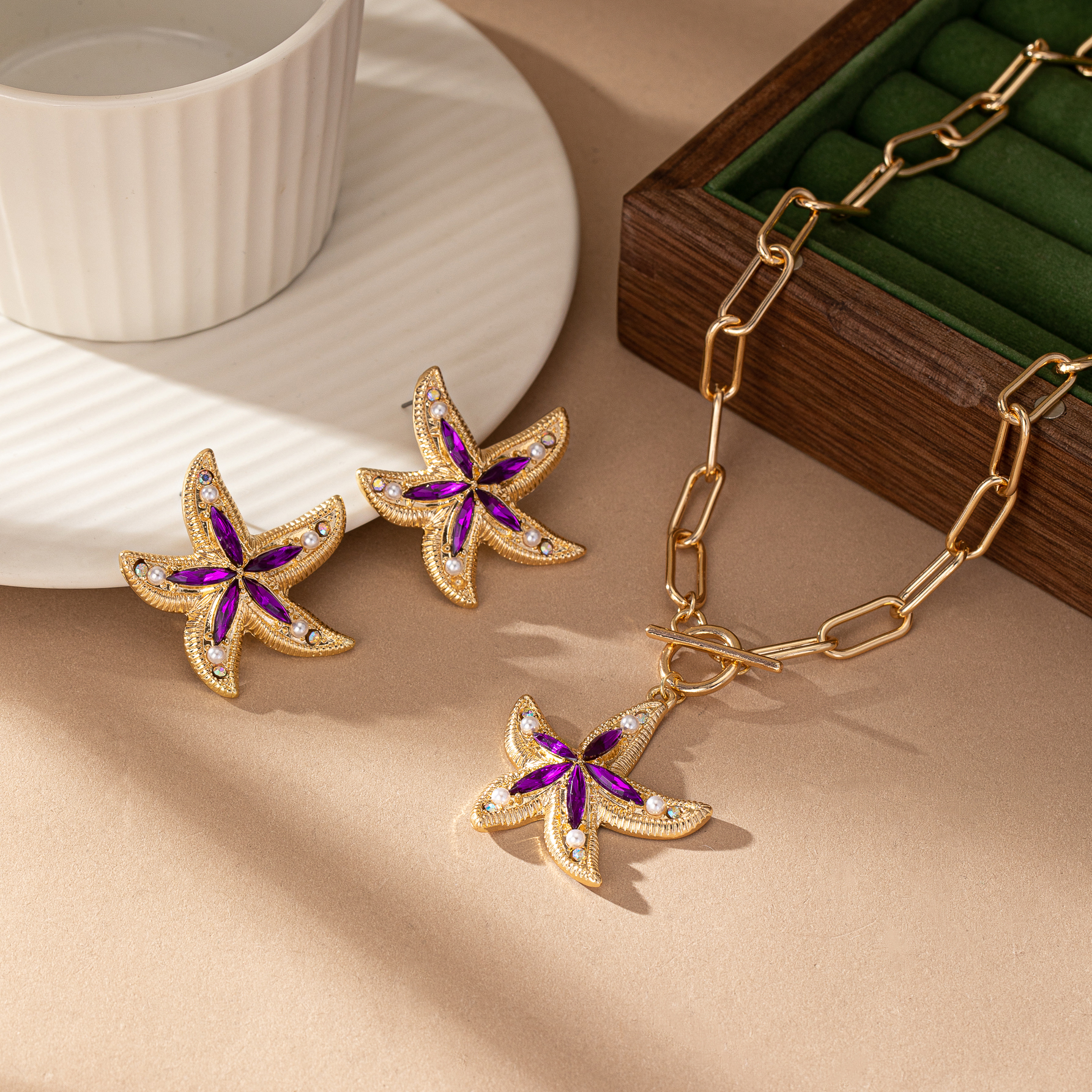 IG Style Modern Style Classic Style Starfish Arylic Alloy Plating Inlay Acrylic Women's Jewelry Set display picture 4