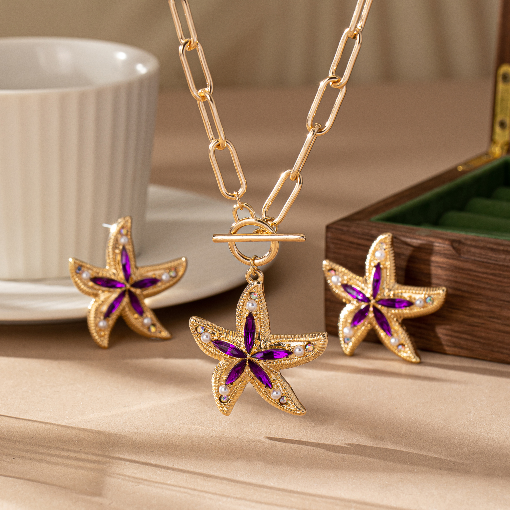 IG Style Modern Style Classic Style Starfish Arylic Alloy Plating Inlay Acrylic Women's Jewelry Set display picture 3
