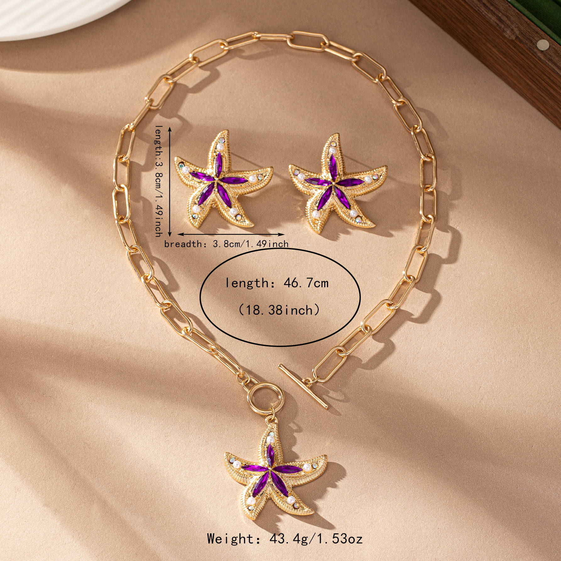 IG Style Modern Style Classic Style Starfish Arylic Alloy Plating Inlay Acrylic Women's Jewelry Set display picture 5