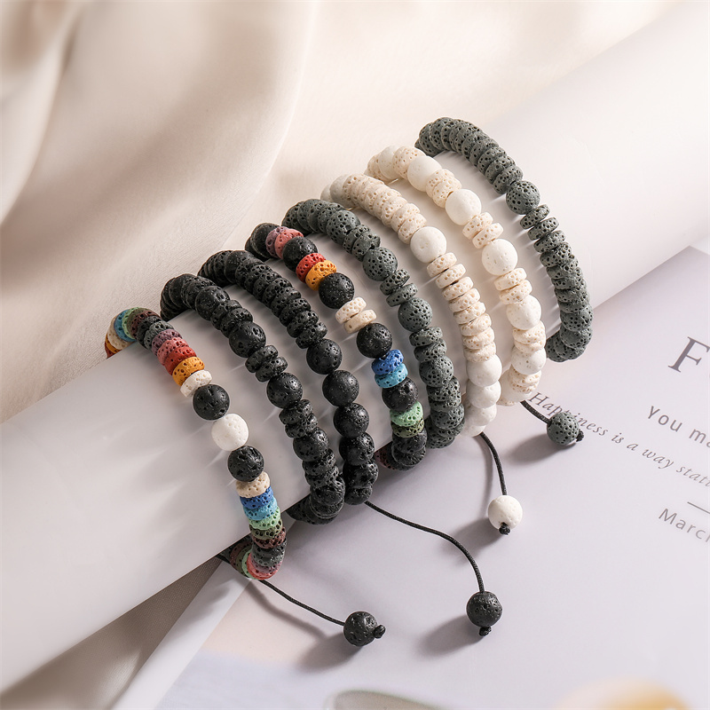 Ethnic Style Simple Style Round Natural Stone Beaded Unisex Bracelets display picture 1