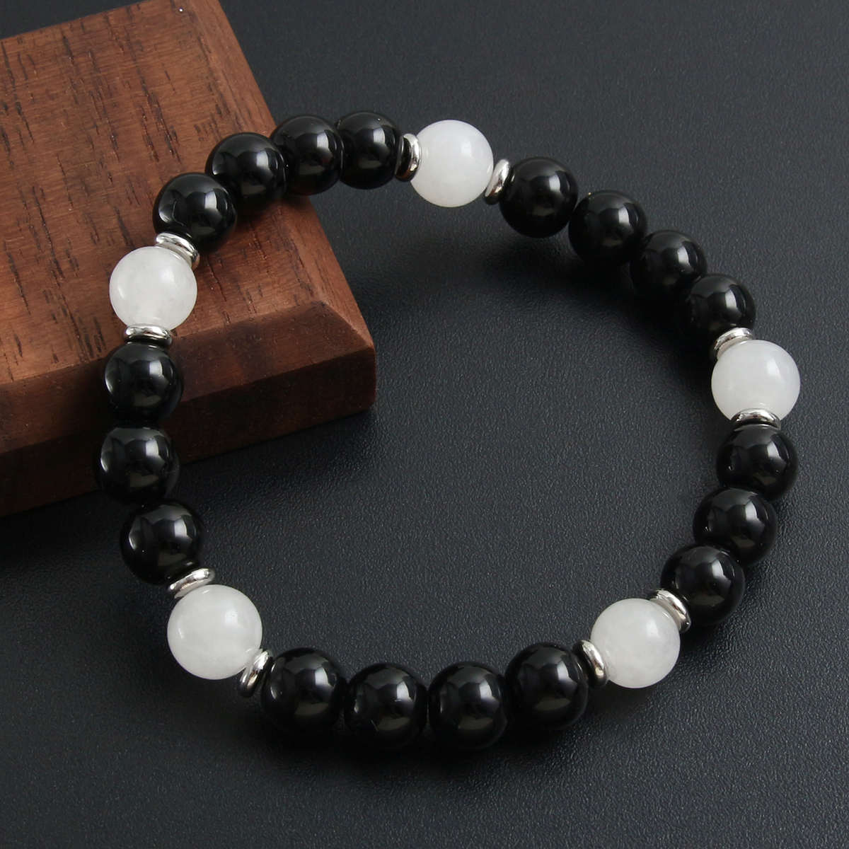 Simple Style Commute Round 304 Stainless Steel Natural Stone Beaded Men's Bracelets display picture 2