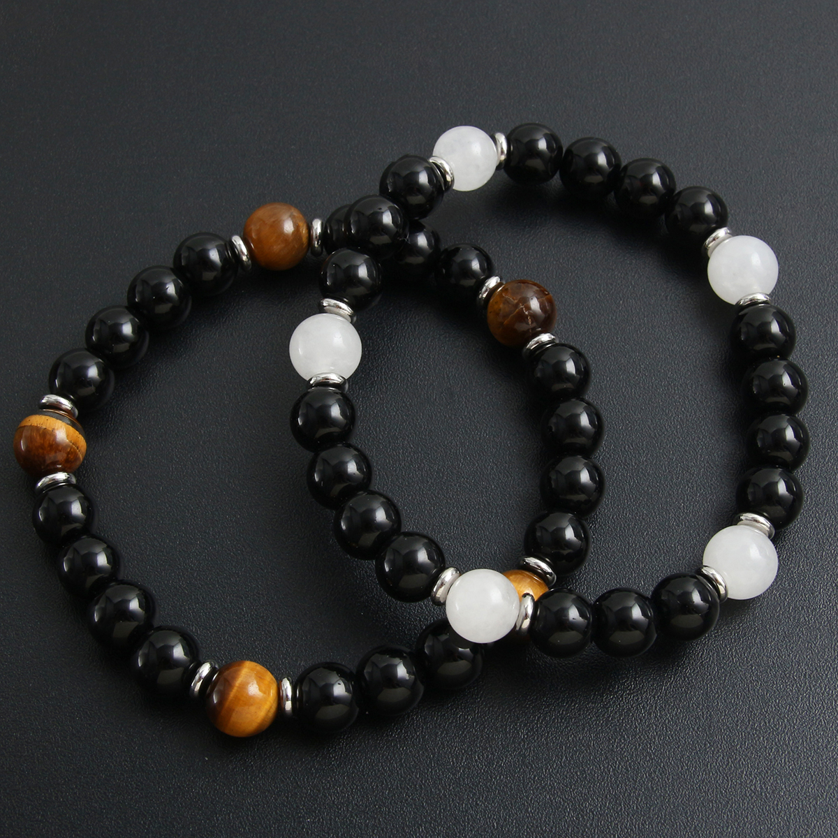 Simple Style Commute Round 304 Stainless Steel Natural Stone Beaded Men's Bracelets display picture 4