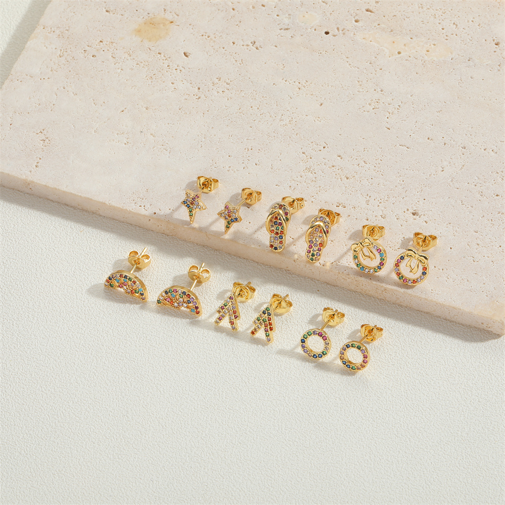 1 Paar Vintage-Stil Bogenknoten Inlay Kupfer Zirkon 14 Karat Vergoldet Ohrringe display picture 11