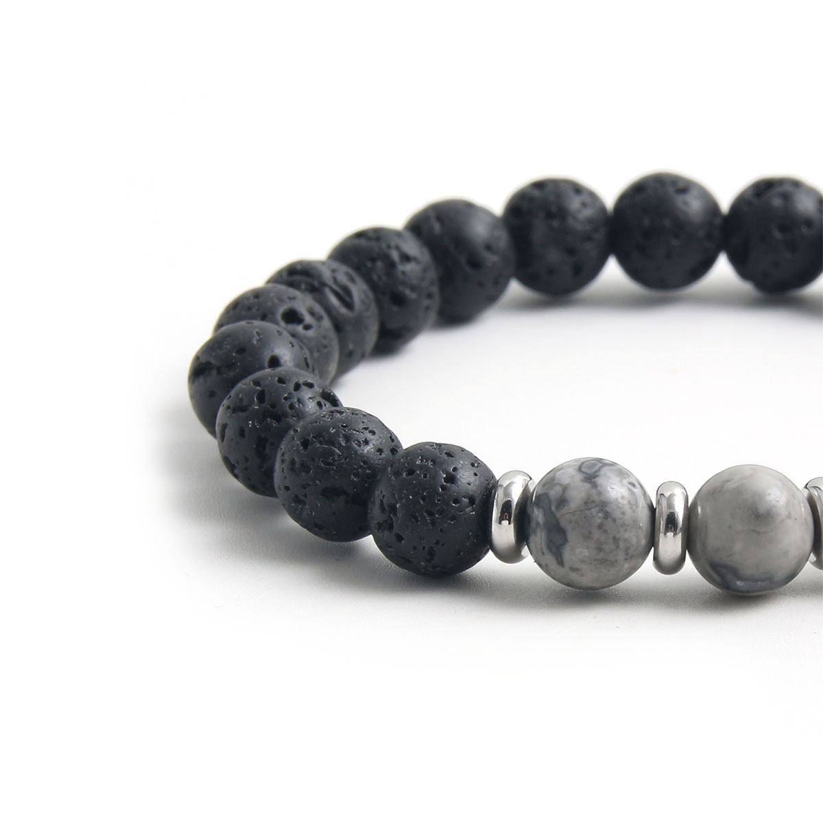 Simple Style Commute Hexagram 304 Stainless Steel Natural Stone Beaded Handmade Men's Bracelets display picture 4