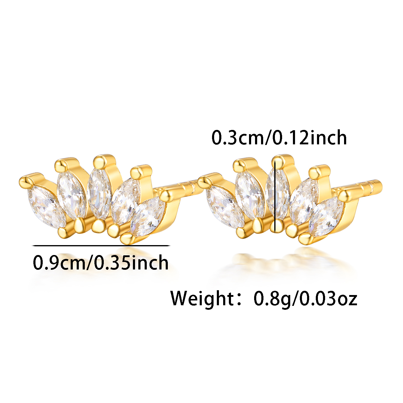 1 Paar Einfacher Stil Klassischer Stil Einfarbig Überzug Inlay Sterling Silber Zirkon Weißgold Plattiert Vergoldet Ohrstecker display picture 1