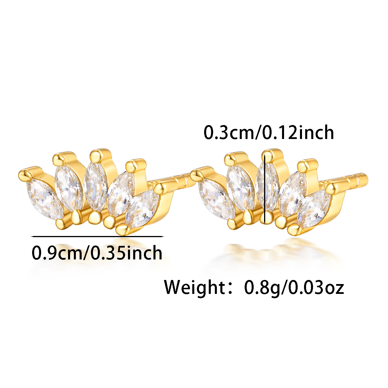 1 Pair Simple Style Classic Style Solid Color Plating Inlay Sterling Silver Zircon White Gold Plated Gold Plated Ear Studs display picture 1