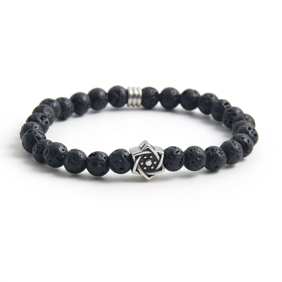 Simple Style Commute Hexagram 304 Stainless Steel Natural Stone Beaded Handmade Men's Bracelets display picture 1